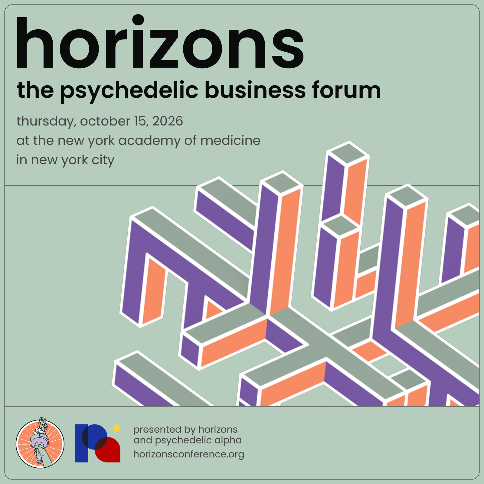 Horizons 2026 — The Psychedelic Business Forum, Thursday, October 15, 2026, New York Academy of Medicine, presented by Horizons and Psychedelic Alpha